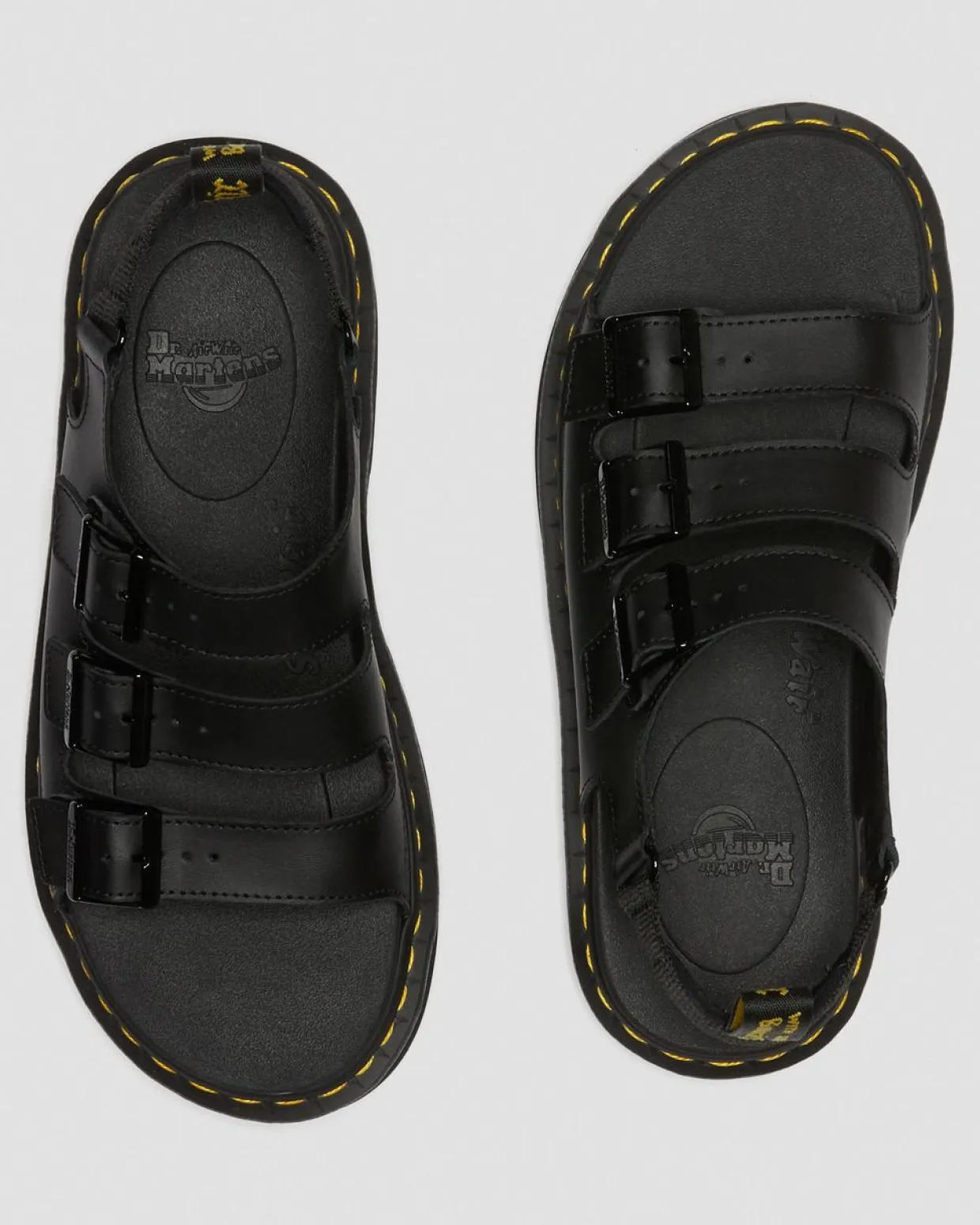 Dr. Martens Sandales Soloman En Cuir Hydro à Brides Noir — Hydro Leather Flash Sale
