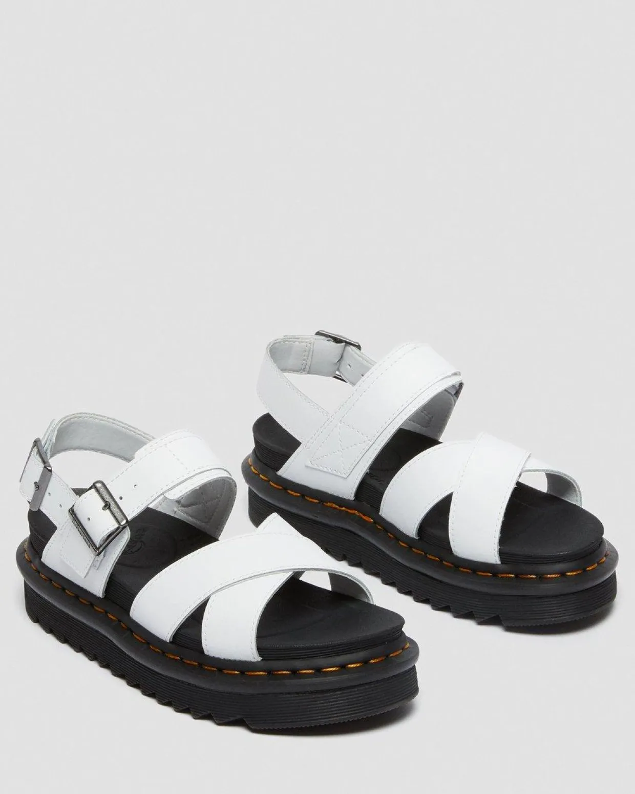 Dr. Martens Sandales Voss II En Cuir Hydro à Brides Blanc — Hydro Leather Shop