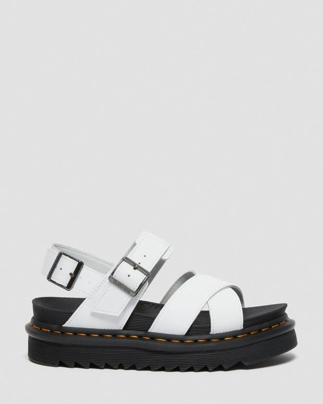 Dr. Martens Sandales Voss II En Cuir Hydro à Brides Blanc — Hydro Leather Shop