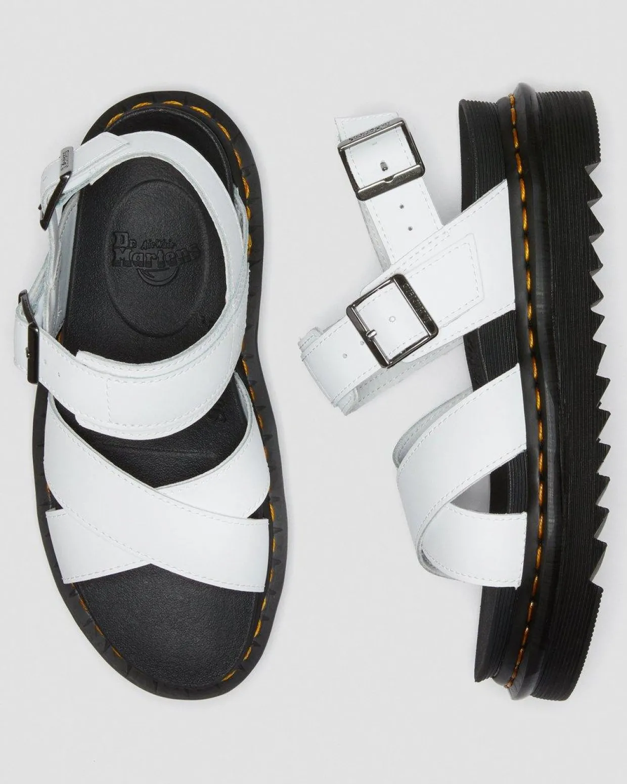 Dr. Martens Sandales Voss II En Cuir Hydro à Brides Blanc — Hydro Leather Shop