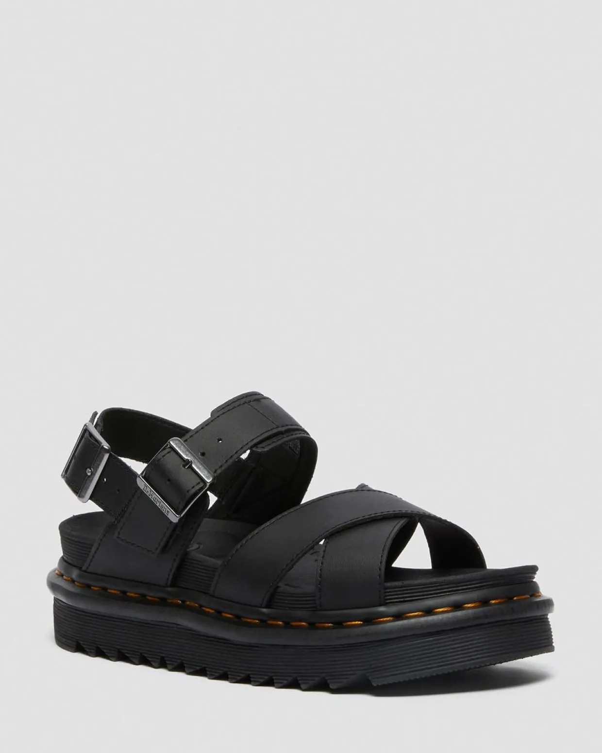 Dr. Martens Sandales Voss II En Cuir Hydro à Brides Noir — Hydro Leather Cheap