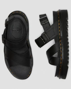 Dr. Martens Sandales Voss II En Cuir Hydro à Brides Noir — Hydro Leather Cheap