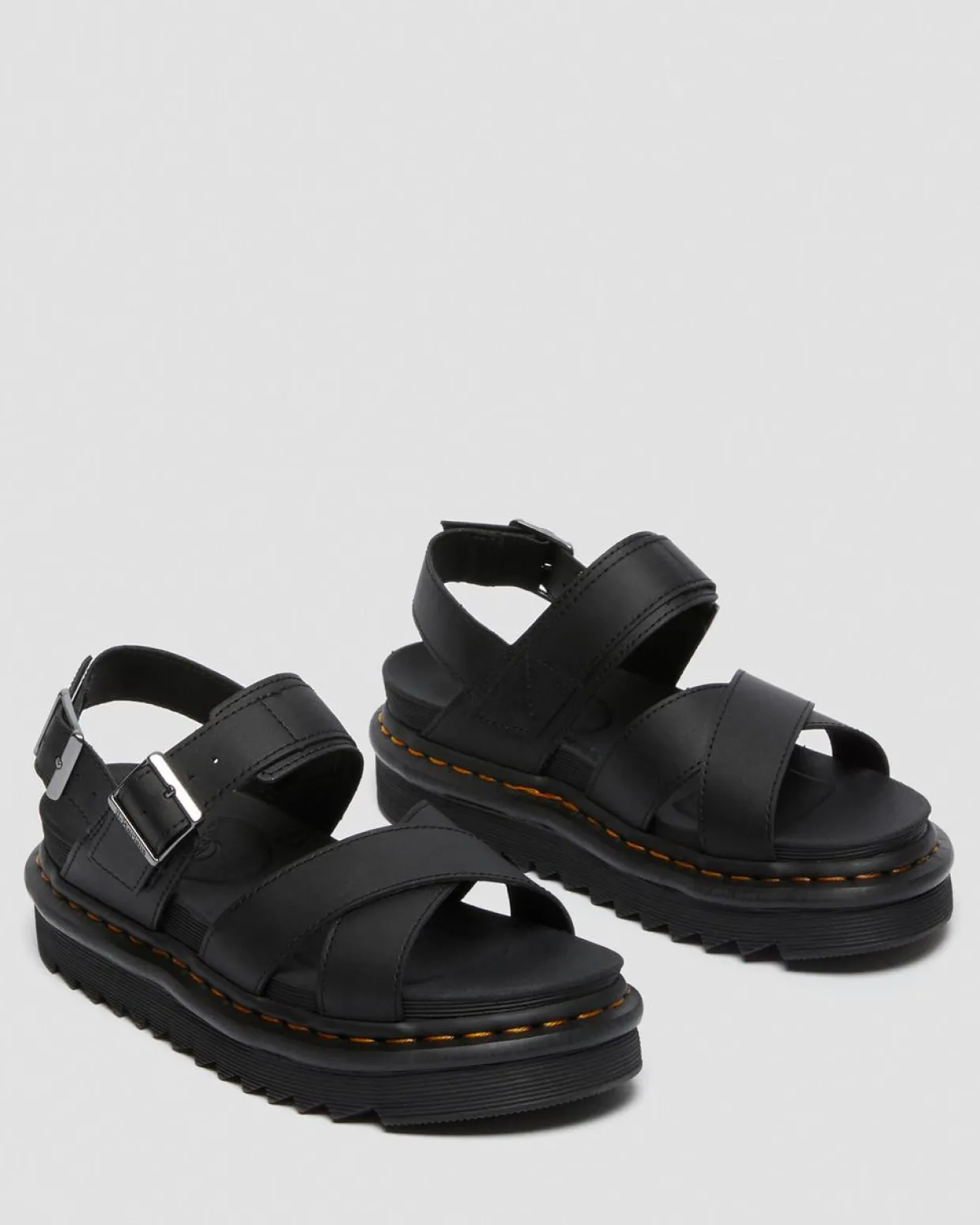 Dr. Martens Sandales Voss II En Cuir Hydro à Brides Noir — Hydro Leather Cheap