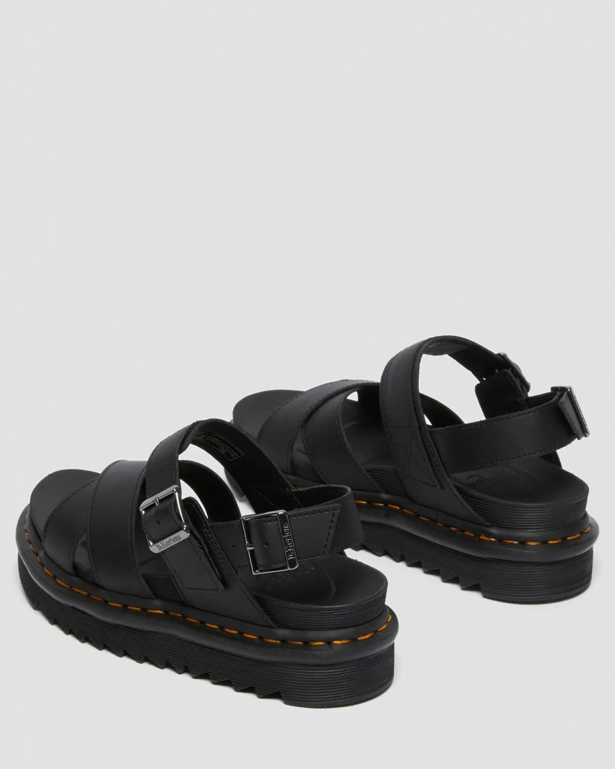 Dr. Martens Sandales Voss II En Cuir Hydro à Brides Noir — Hydro Leather Cheap