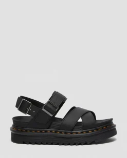 Dr. Martens Sandales Voss II En Cuir Hydro à Brides Noir — Hydro Leather Cheap
