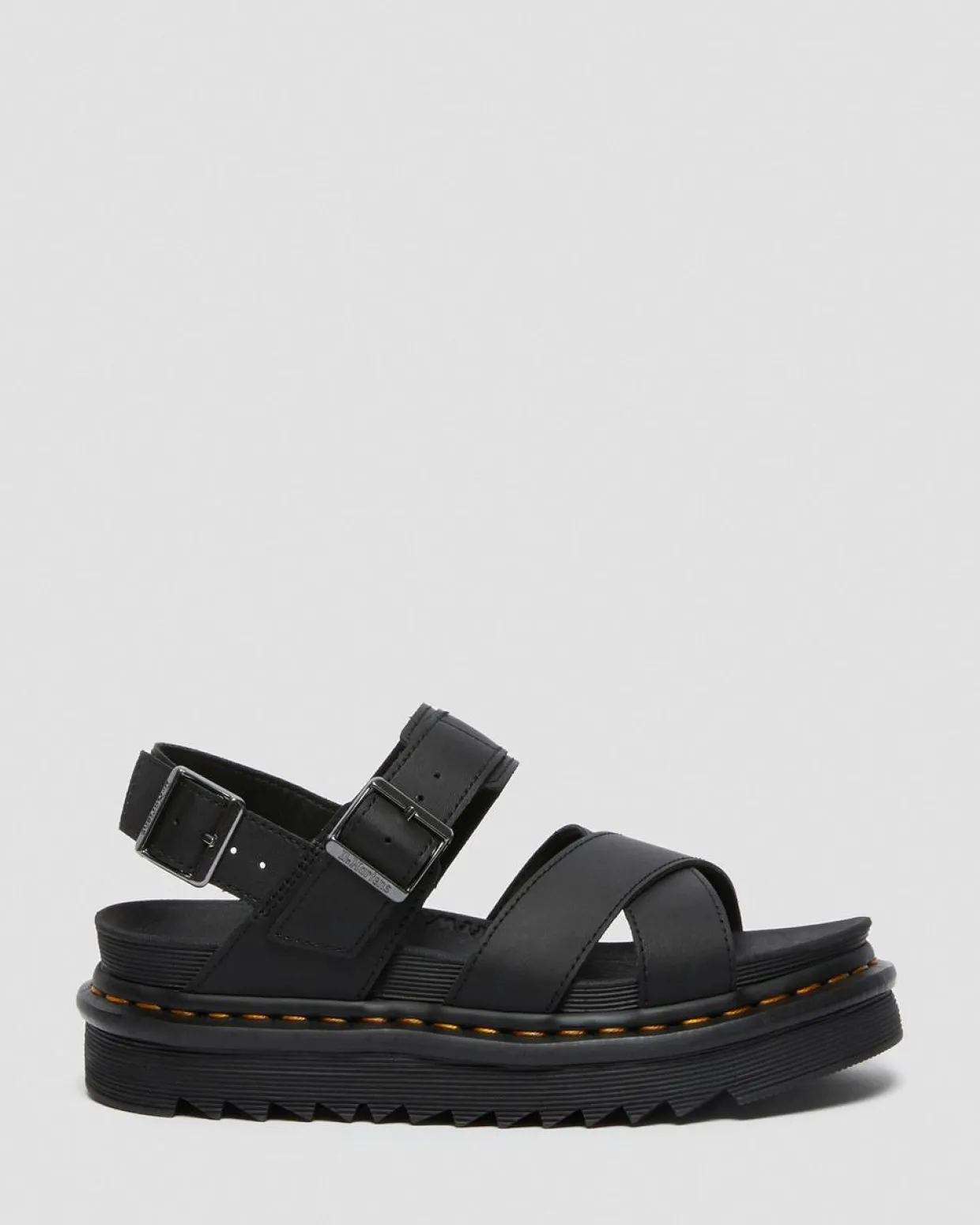 Dr. Martens Sandales Voss II En Cuir Hydro à Brides Noir — Hydro Leather Cheap