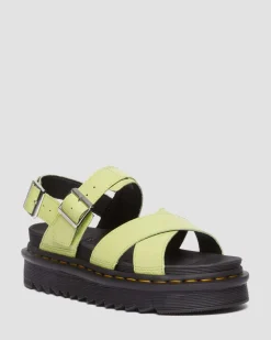Dr. Martens Sandales Voss II En Cuir Verni Effet Vieilli Lime Green — Distressed Patent Best Sale