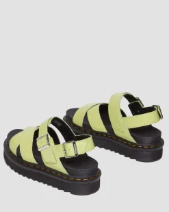 Dr. Martens Sandales Voss II En Cuir Verni Effet Vieilli Lime Green — Distressed Patent Best Sale