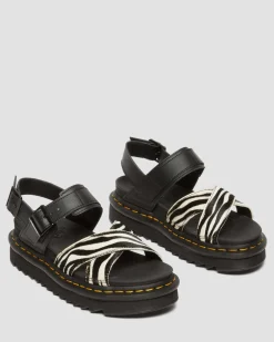 Dr. Martens Sandales Voss II En Hair-On à Imprimé Zèbre BLACK+ZEBRA PRINT Outlet