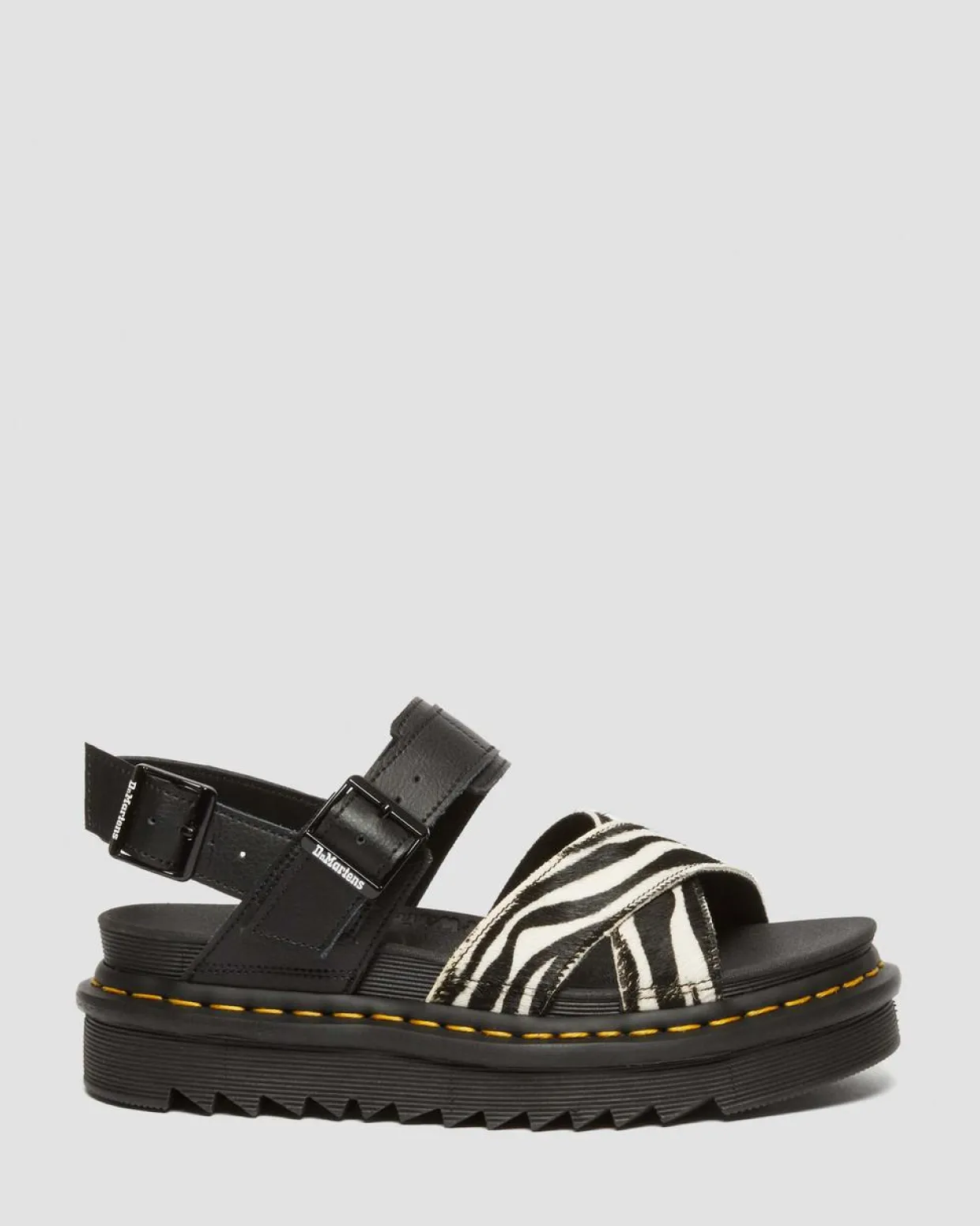 Dr. Martens Sandales Voss II En Hair-On à Imprimé Zèbre BLACK+ZEBRA PRINT Outlet