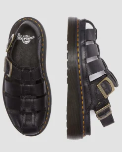 Dr. Martens Sandales Wrenlie Fisherman En Cuir Grizzly Noir — Grizzly Fashion