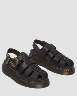 Dr. Martens Sandales Wrenlie Fisherman En Cuir Grizzly Noir — Grizzly Fashion