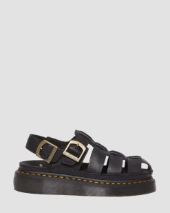 Dr. Martens Sandales Wrenlie Fisherman En Cuir Grizzly Noir — Grizzly Fashion